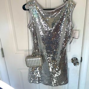 ✨Silver Sequin Mini Dress✨